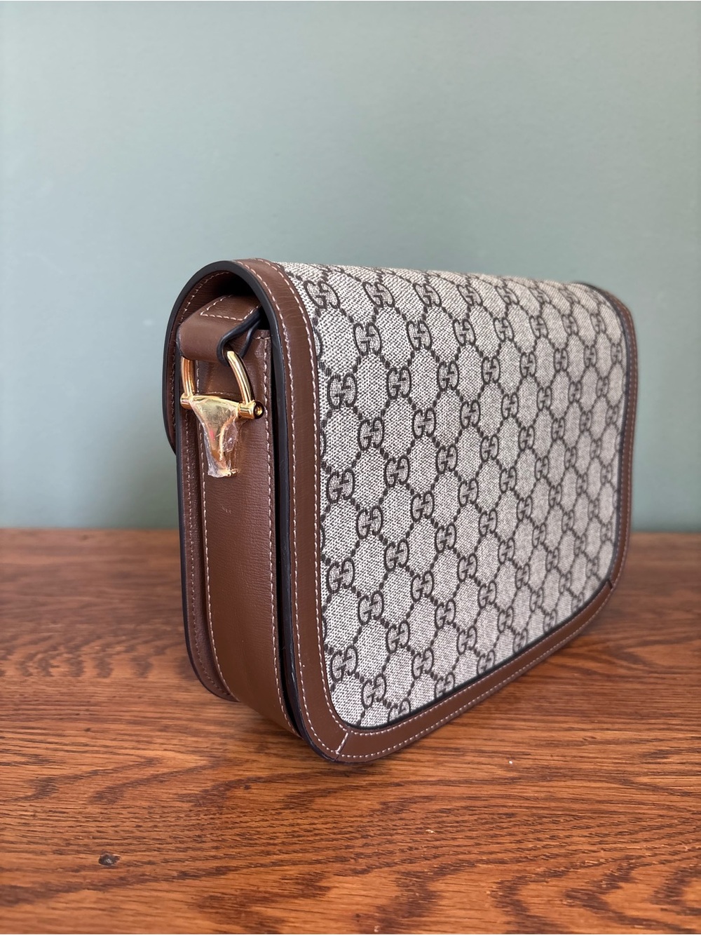 Gucci Beige GG Supreme Canvas Crossbody with Brown Leather Trim - Picture 3 of 12